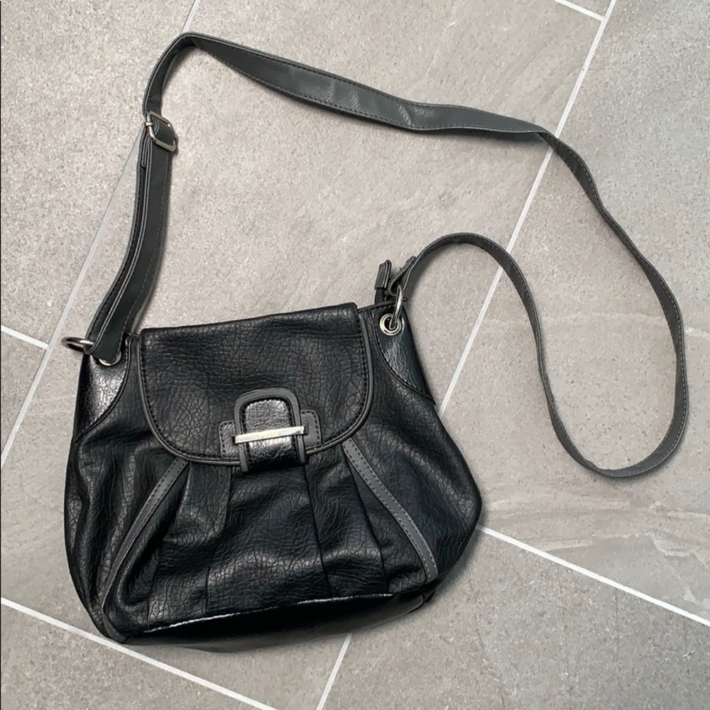 Black and grey over the shoulder purse